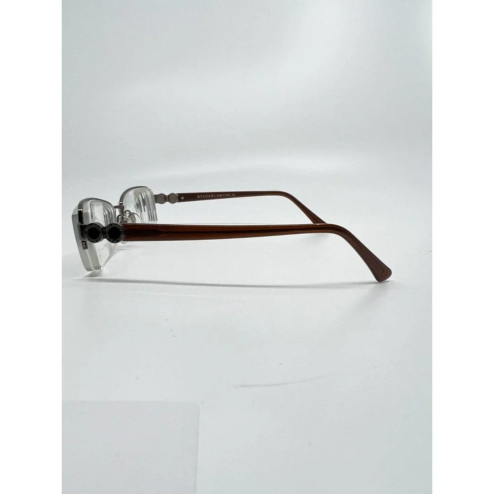 BVLGARI 297 138 Eyeglasses Frame Italy Half Rimless‎ 53-17-130 Brown H8608
